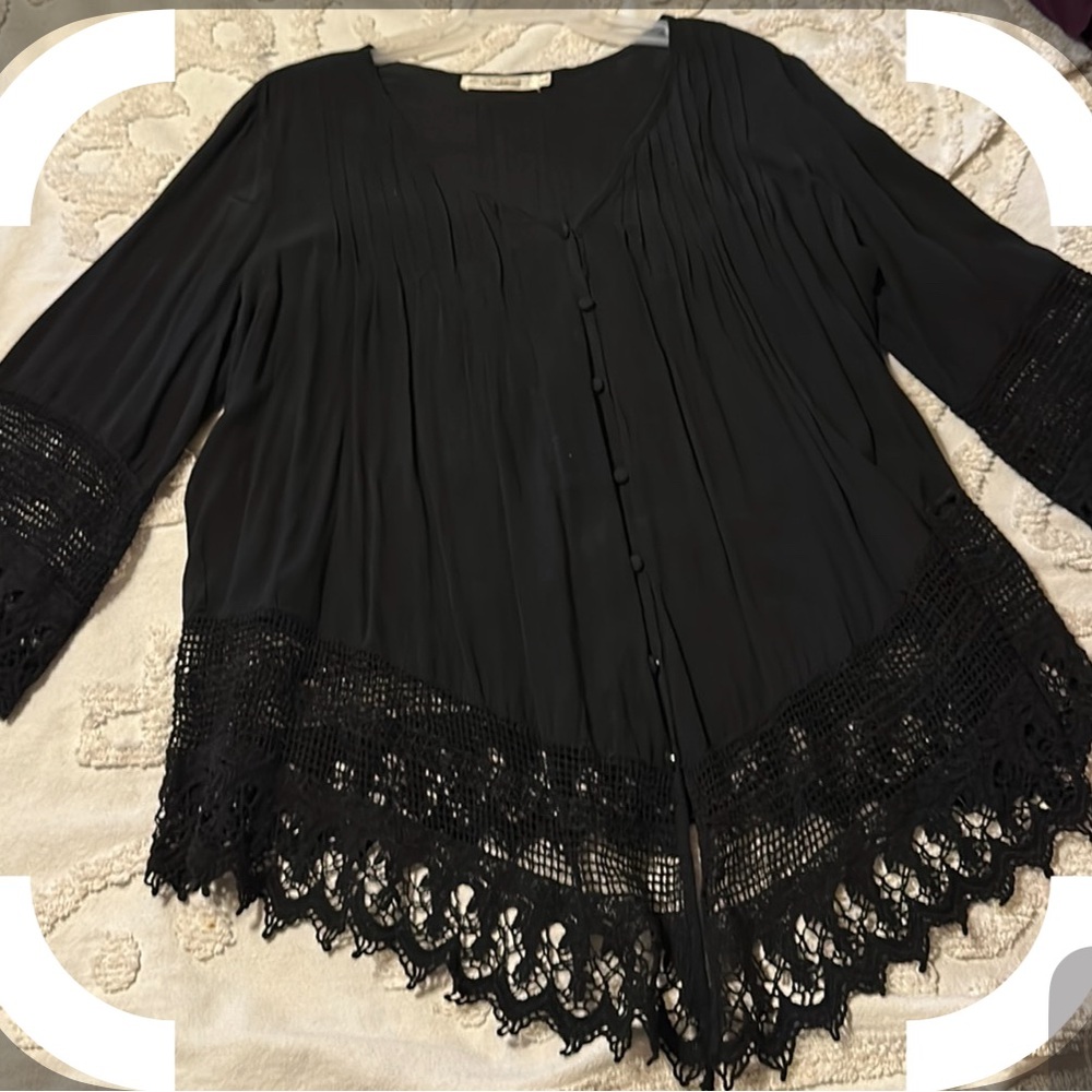 Elegant Crochet Trim Blouse